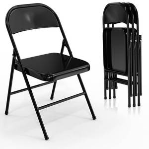 lot 29736 image: Folding Chairs All Steel Metal Frame, Capacity 350 lbs, Durable Portable and Versatile for Indoor Outdoor Use, Black, Set of 2