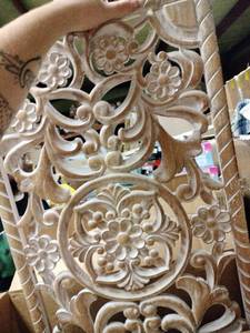 lot 29769 image: Boho Plants and Flowers Wall Decor on Solid Wood