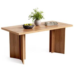 lot 29797 image: LITTLE TREE Wooden Dining Table Set for 6, 63-Inch Rectangle Kitchen Table, Modern Dinner Table for Home Dining Room, Kitchen Room, Brown - Retail - $189.99