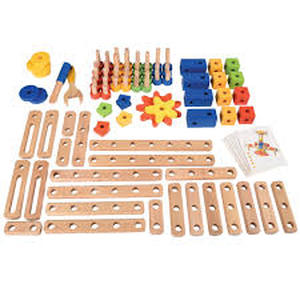 lot 29744 image: Constructive Playthings Wooden Nut and Bolt Playset