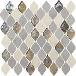 lot 29711 image: Daltile Decorative Accents 1 x 2 Natural Stone Raindrop Mosaic in Gris Et Blanc for Walls, Backsplashes, or Decorative Accents - 10 Pc