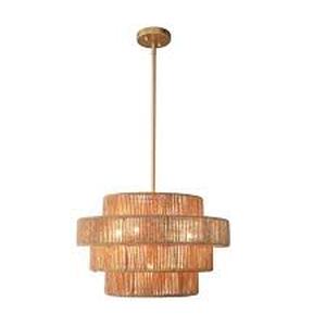 lot 29757 image: 4-Tier Hand-Woven Rattan Vintage Farmhouse Pendant Light - Retail - $129.00