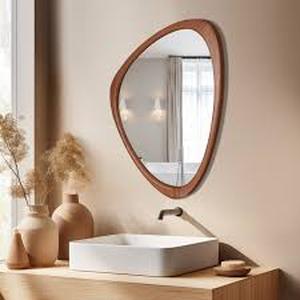 lot 29768 image: Cotesfield Wood Accent Mirror Irregular Decorative Mirror - Retail -  $115.00
