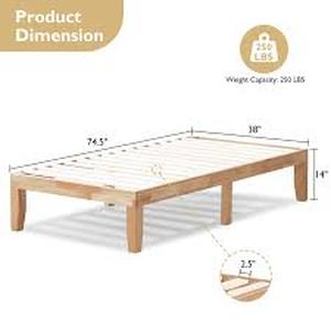 lot 29780 image: Solid Rubber Wood Platform Bed Frame - Twin Size - Retail - $339.99