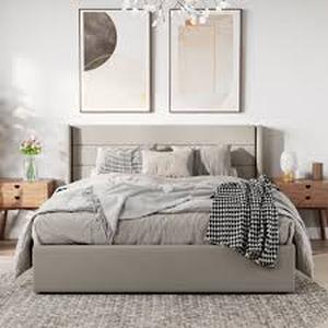 lot 29802 image: The Art Of Living Braya Hydraulic Lift Up Storage Upholstered Platform Bed - Retail - $737.07