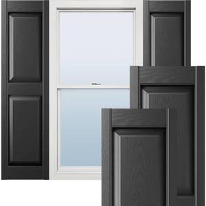 lot 100075 image: FACTORY SEALED - Ekena Millwork Lifetime Vinyl LP2S12X05500BL Standard Two Equal Panel Vinyls, Raised Panel Vinyl Shutters, wInstallation Shutter-Loks & Matching Screws (Per Pair), 12W x 55H Black