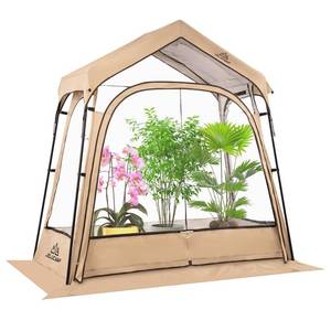 lot 100085 image: FACTORY SEALED - JELUCAMP Small Greenhouse for Outdoors, Portable Plastic Walk-in Greenhouse with Window, Heavy Duty Green Houses for Indoor Backyard Outside, Clear PVC Cove, Gold