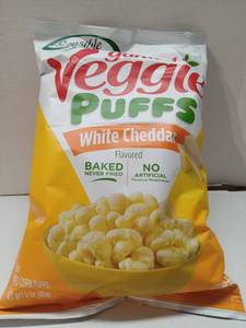lot 100092 image: FACTORY SEALED - White Cheddar Veggie Puffs - Baked Corn Snack