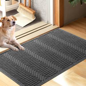 lot 100122 image: FACTORY SEALED - Door Mat Indoor Entrance, Sturdy Front Door Mat Outdoor, Absorbent Muddy Dirt Resist Welcome Door Mats, Non-Slip Backing Entry Mat Doormat for Entryway, Fade and Stain Resistant, 36x24 Inch, Grey
