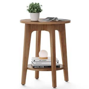 lot 100123 image: FACTORY SEALED - VASAGLE MAEZO Collection - Side Table, 2-Tier Small Round End Table, Nightstand with Tapered Legs, Curved Transitions, for Small Spaces, Living Room, Bedroom, Rustic Walnut ULET283T41
