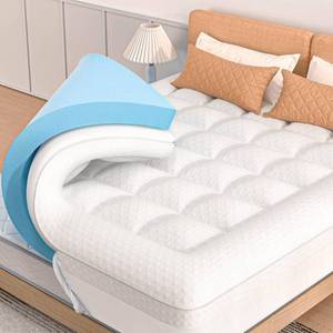 lot 100135 image: FACTORY SEALED - AprLeaf Pillow Top Mattress Topper Queen Size, 3 Inch Dual Layer Mattress Topper, 1 Inch Cooling Pillow Topper and 2 Inch Gel Memory Foam Mattress Topper for Back Pain