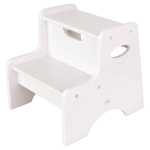 lot 100138 image: FACTORY SEALED - KidKraft Wooden Two-Step Childrens Stool with Handles - White