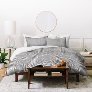 lot 100144 image: (UNUSED) Deny Designs Grey Geometric Stripes Duvet Cover Set, 3-Piece set, King Size