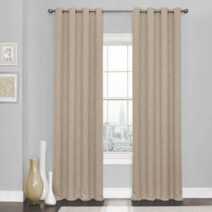 lot 100149 image: (UNUSED) Eclipse Blackout Curtains for Bedroom - Kingston 52 x 108 Insulated Darkening Single Panel Grommet Top Window Treatment Living Room Natural