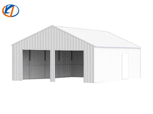lot 5456 image: Unused KJ 23ft X 22ft Double Garage heavy Duty Metal Shed - K2223 - Cream