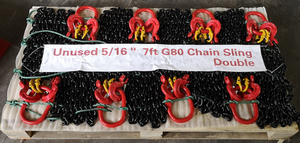 lot 5309 image: Unused LandHonor 8 Sets of 7 ft Double Legs Lifting Chain Sling - Each Set Contains Two 7ft Lifting Chains w Self Locking Clevis Hooks w Hooks on a Rigging Sling