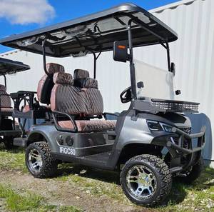 lot 5413 image: 2025 Unused IRGC80 Golf Cart 4000W 60V-50 Mile Range-4 Luxury Seats-DOT Seat Belts-DOT Acrylic Foldable Windshield-Headlights-Tail Lights-Turn Signals-Rear View Mirror-Horn-Rear Camera-Head Rests Do Not Properly Fit-See Details For More Info
