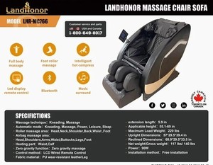 lot 5095 image: 2025 - Unused High End  Landhonor Massage Chair w AI Technology & Voice Control-Hot Compress-Large Touch Screen-Zero Gravity Mode-360 Degree Airbag-Bluetooth-6 Modes-Hand or Roller Massage-Retails $9798.69