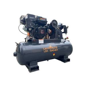 lot 5064 image: Unused 2025 Landhonor 40 Gallon 175 PSI 2-Stage Portable Gas Powered Electric & Pull Start Air Compressor - 10HP, 4 Stroke, OHV Engine - Model LHR-GAC40Y - Fork Pockets For Easy Lifting & Moving