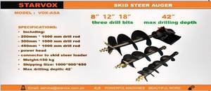 lot 5341 image: UNUSED STARVOX Skid Steer Auger VOX-ASA 42in Drilling Depth 8in, 12in & 18in Drill Bits