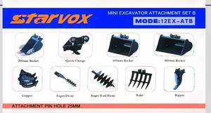 lot 5345 image: UNUSED STARVOX Mini Excavator Attachments 12EX-ASA Universal for 0.8T - 1.8T Mini Excavator