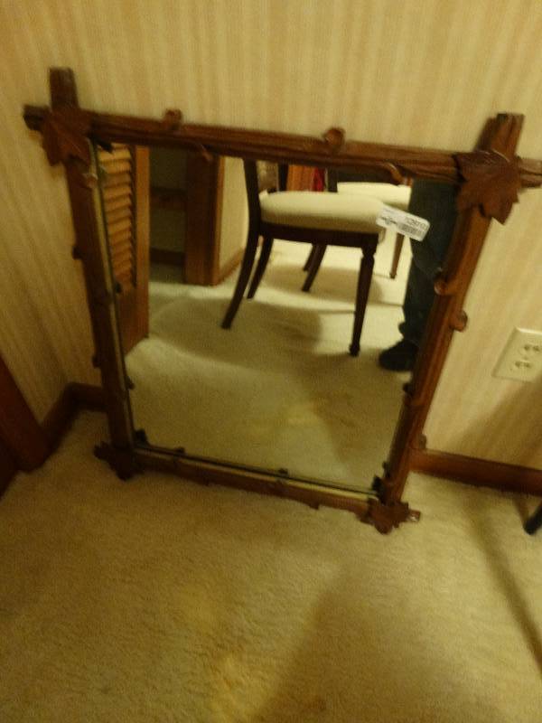lot 12910 image: Wood framed wall mirror