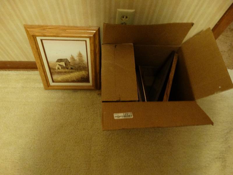 lot 12913 image: Lot of picture frames & framed oil on canvas