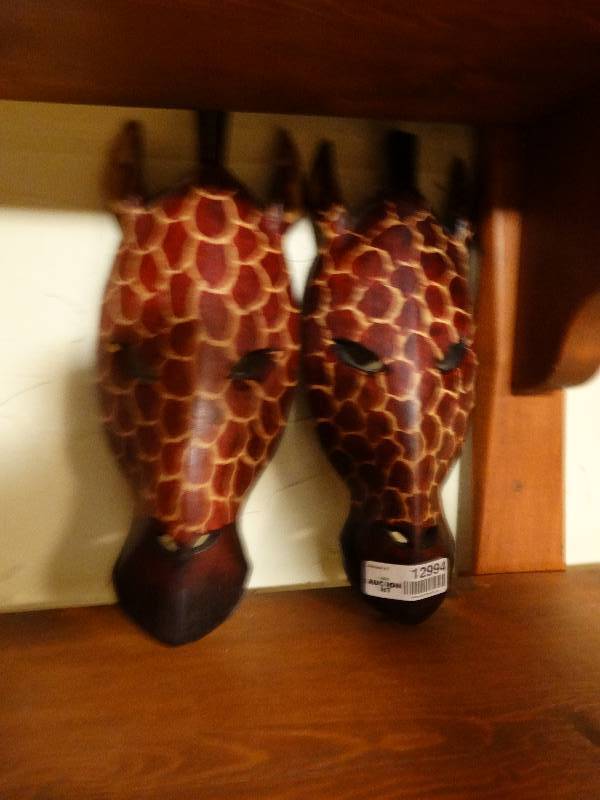 lot 12994 image: 2 wood Giraffe wall masks