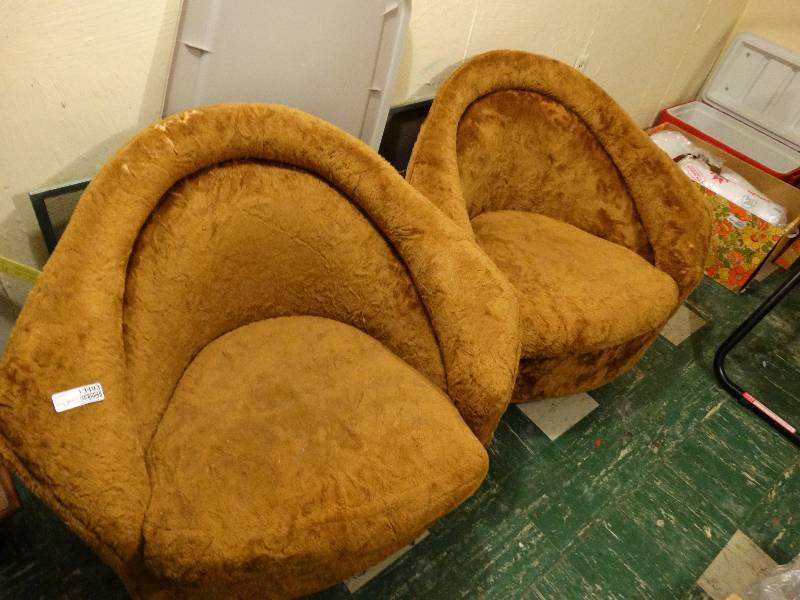 lot 13493 image: 2 vintage faux fur chairs