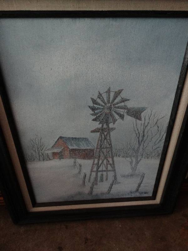 lot 13545 image: Wall picture of a windmill.