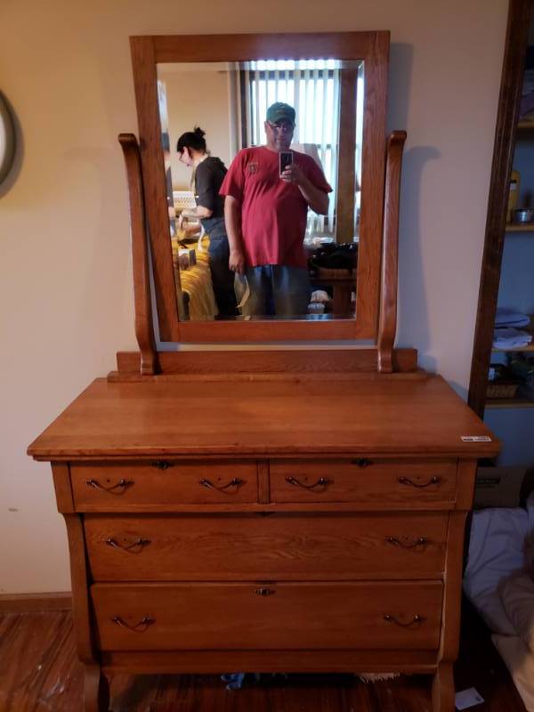 Wooden Antique Dreser With Attached Mirror Smithville Living