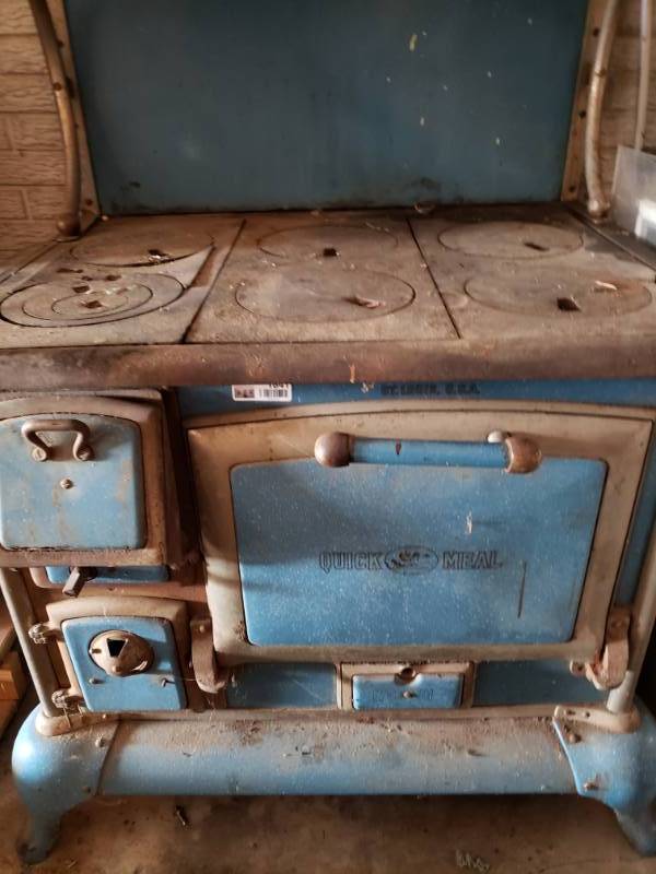 Quick Meal Enamel & Cast Iron Stove, Vintage Wood Burning Stove, Wood Cook  Stove