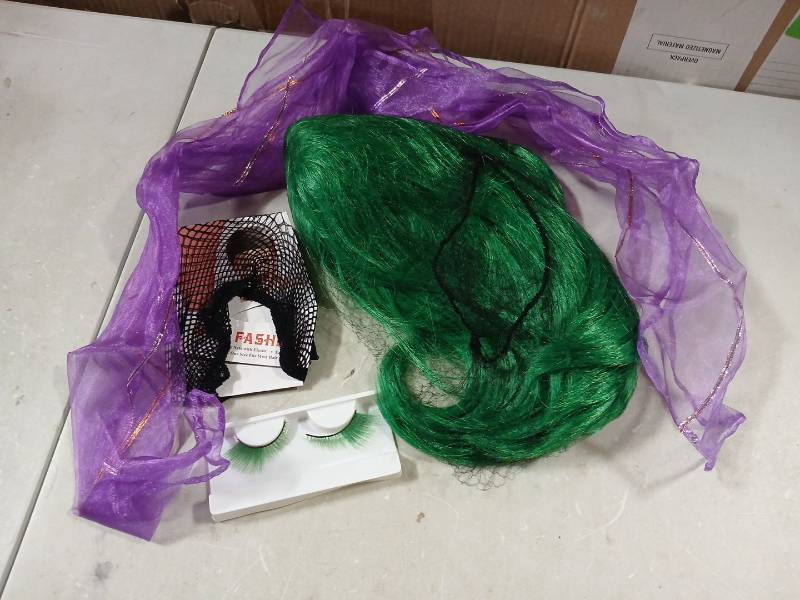 lot 42225 image: Green and Purple Costume Wig