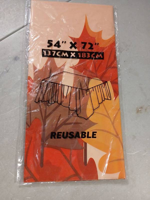 lot 42227 image: Large Autumn Leaf Print Reusable Tablecloth 54x72