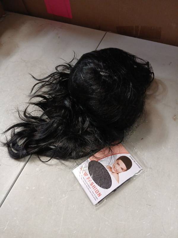 lot 42273 image: Black Synthetic Hair Net and wig