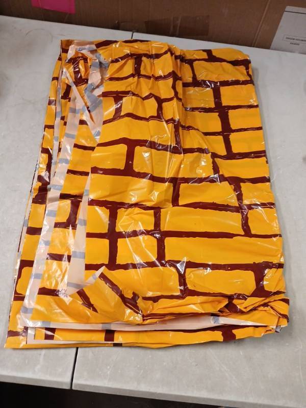 lot 42280 image: Vintage Tiger Brick Pattern Plastic Tablecloth