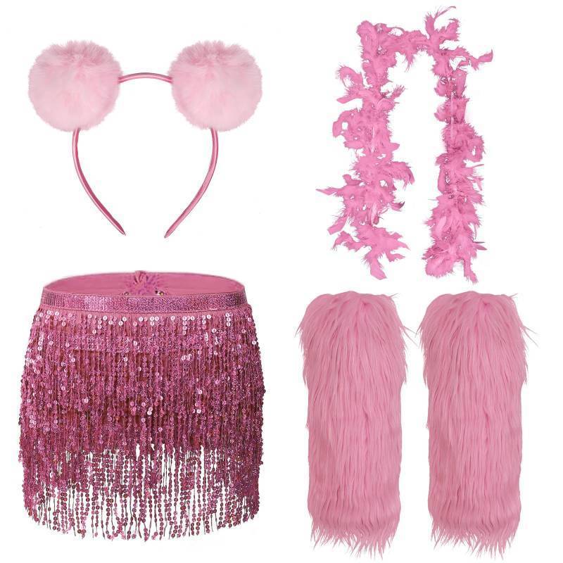 lot 42292 image: Gosodeny Bear Costume Bear Headbands Feather Boas Faux Fur Leg Warmers Skirts Halloween