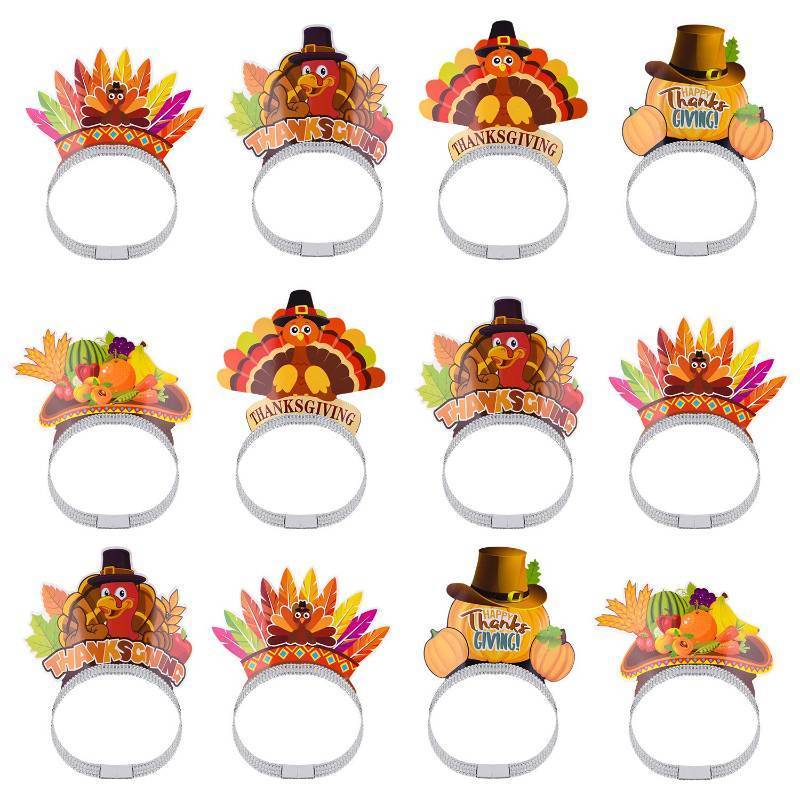lot 42315 image: ASTARON 12 Pieces Thanksgiving Headbands for Thanksgiving Decorations, Thanksgiving Turkey Headbands for Thanksgiving Dinner Decor Thanksgiving Party Supplies