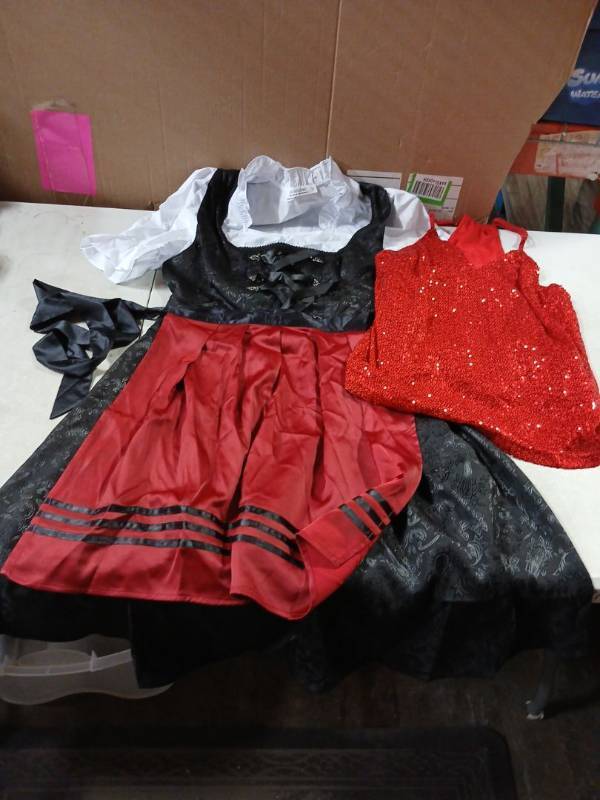 lot 52021 image: Vintage Style Dirndl Dress with Red Sequin Top Small