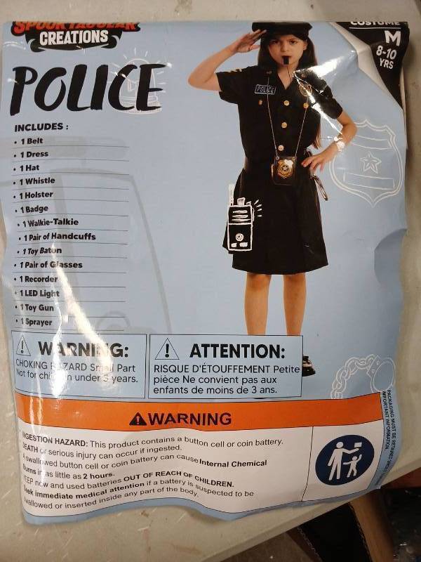 lot 52039 image: Complete Police Officer Costume Set with Accessories 8-10 years