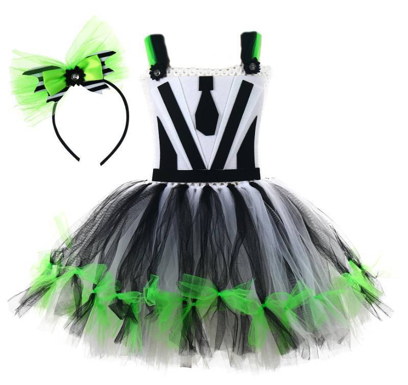 lot 52045 image: Tutu Dreams Halloween Costume for Girls Handmade Green Tutu Dress with Headband Role Play Clothes Outfit