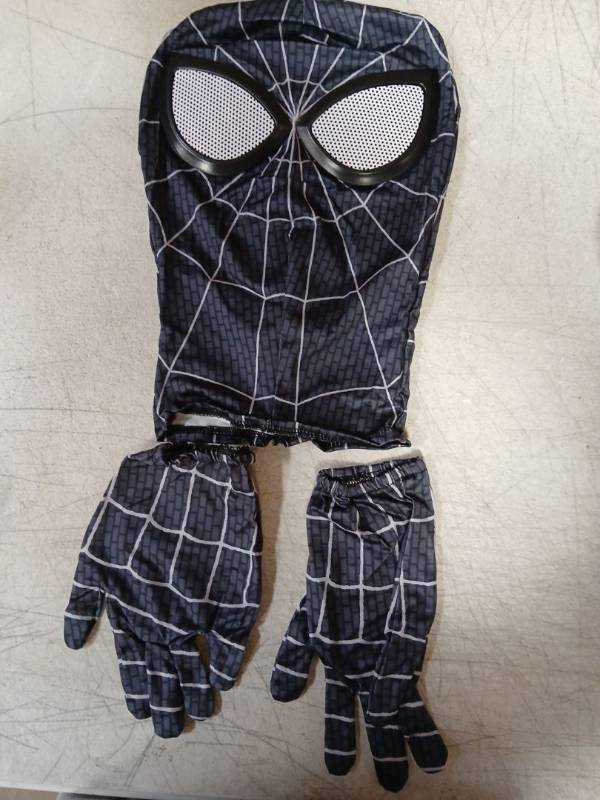 lot 30449 image: Black Spider-Man Costume Mask and Gloves Set
