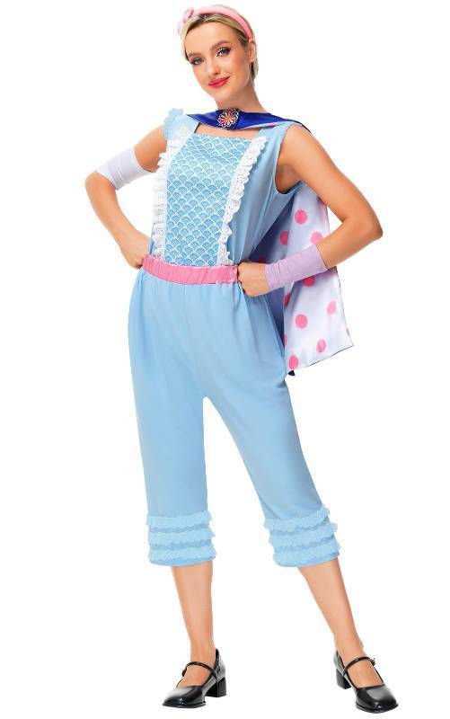 lot 52049 image: Deerose Womens Halloween Costume Bo Miss Peep Clothing Set Toy Lamb Chops Blue Cosplay with Cape XL