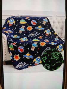 lot 23330 image: Jekeno Glow In The Dark Space Throw Blanket 50 x 60in