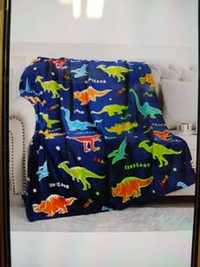 lot 23339 image: Dinosaur Glow In The Dark Premium Flannel Throw Blanket 50 x 60in