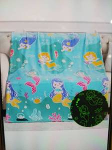 lot 23340 image: Mermaid Glow In The Dark Premium Flannel Throw Blanket 50 x 60in
