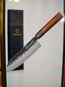 lot 23365 image: Sunnecko Chef Knife with Wood Handle 7in Santoku Knife