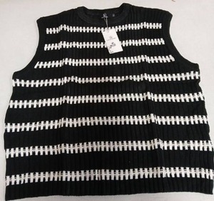 lot 23376 image: Lillusory Womens Sweater Vest Black and White Stripes XL