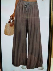 lot 23378 image: Yesno Womens Wide Leg Woolen Pants Coffee 2XL