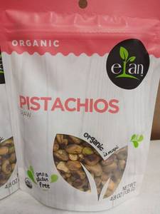 lot 31896 image: Elan Organic Raw Pistachios, 135g4.8oz., imported From Canada 2 Bags